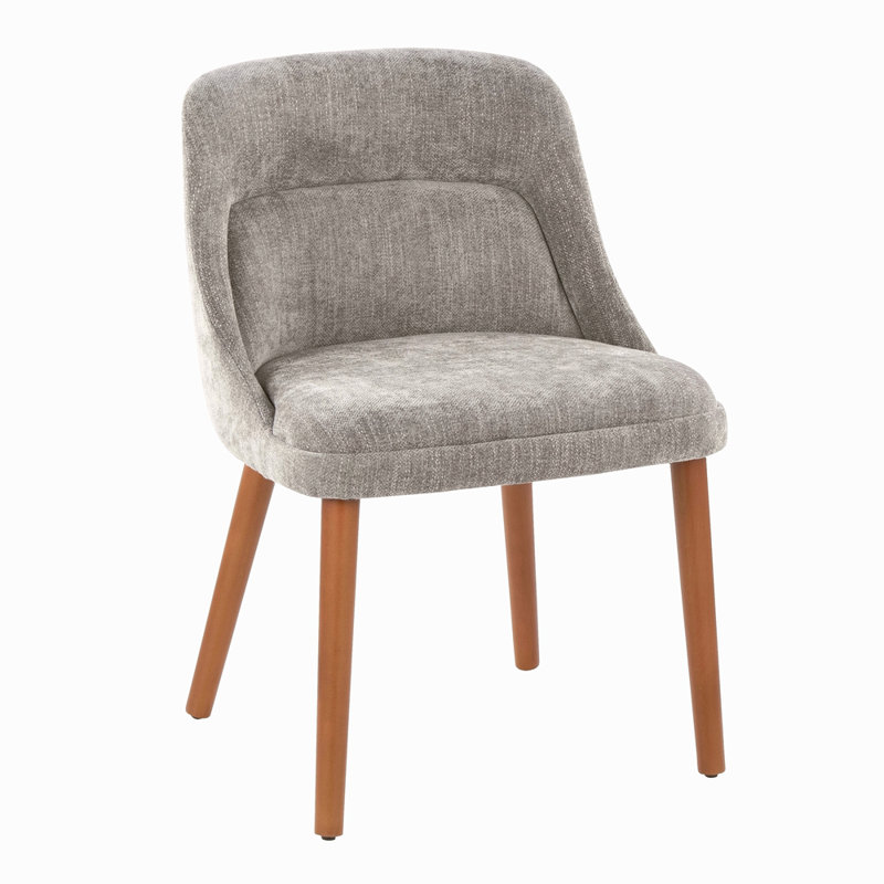 Chaise en bois de noyer et tissu - ensemble de 2, Gris