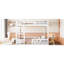 Lit superposé double blanc avec garde-corps, lattes en bois massif pour le soutien du matelas, grande capacité de poids, lit de style chambre à coucher, fabrication en pin, configuration familiale peu encombrante-130428237