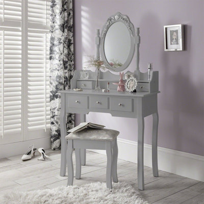 Naia Dressing Table with Mirror and Seat and Storage Included