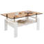 Table basse rectangulaire avec plateau de rangement en verre trempé et panneau de fibres à densité moyenne Fraiya-97769656-97769659
