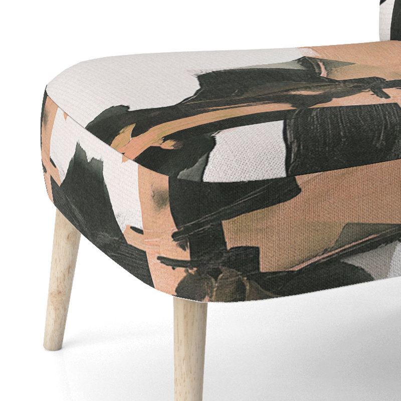 Chaise d'appoint rembourrée Geometric IV, Ivoire / crème / beige / blanc / noir