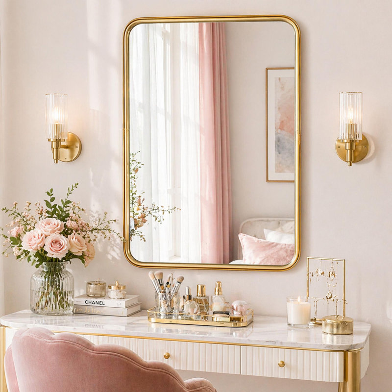 Miroir d'appoint mural en métal peint