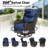 Adcox 4-Person Outdoor PE Wicker Swivel Chairs Set With Patio Umbrella,Removable Headrests,Side Tables & Blue Cushions-430009241