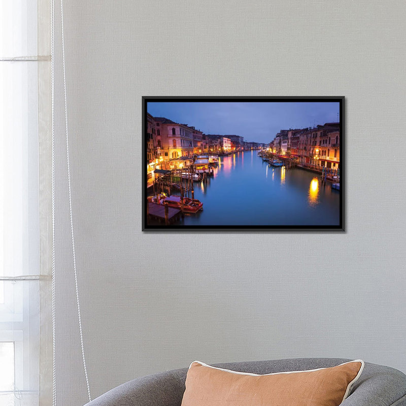 «Venice XIII», impression sur toile, H 18 po x l 26 po x P 1,5 po, Toile avec cadre noir, Pas de tapis