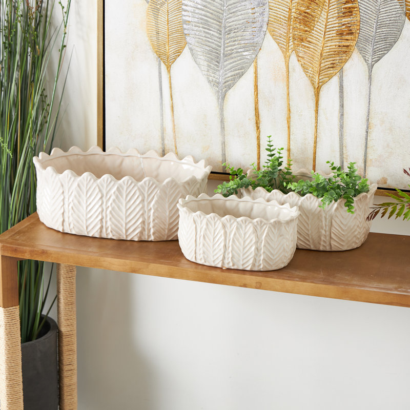 Ensemble de pots à fleurs en grès 3 pièces Sosa, Blanc