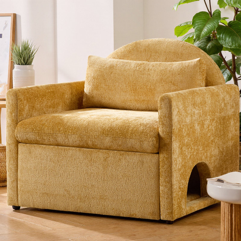 Fauteuil surdimensionné en chenille jaune Sunbeam, Yellow