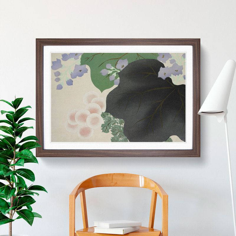 Flowers and Leaves by Kamisaka Sekka - Framed Print, Walnut Framed, 27cm H x 36cm W x 2cm D