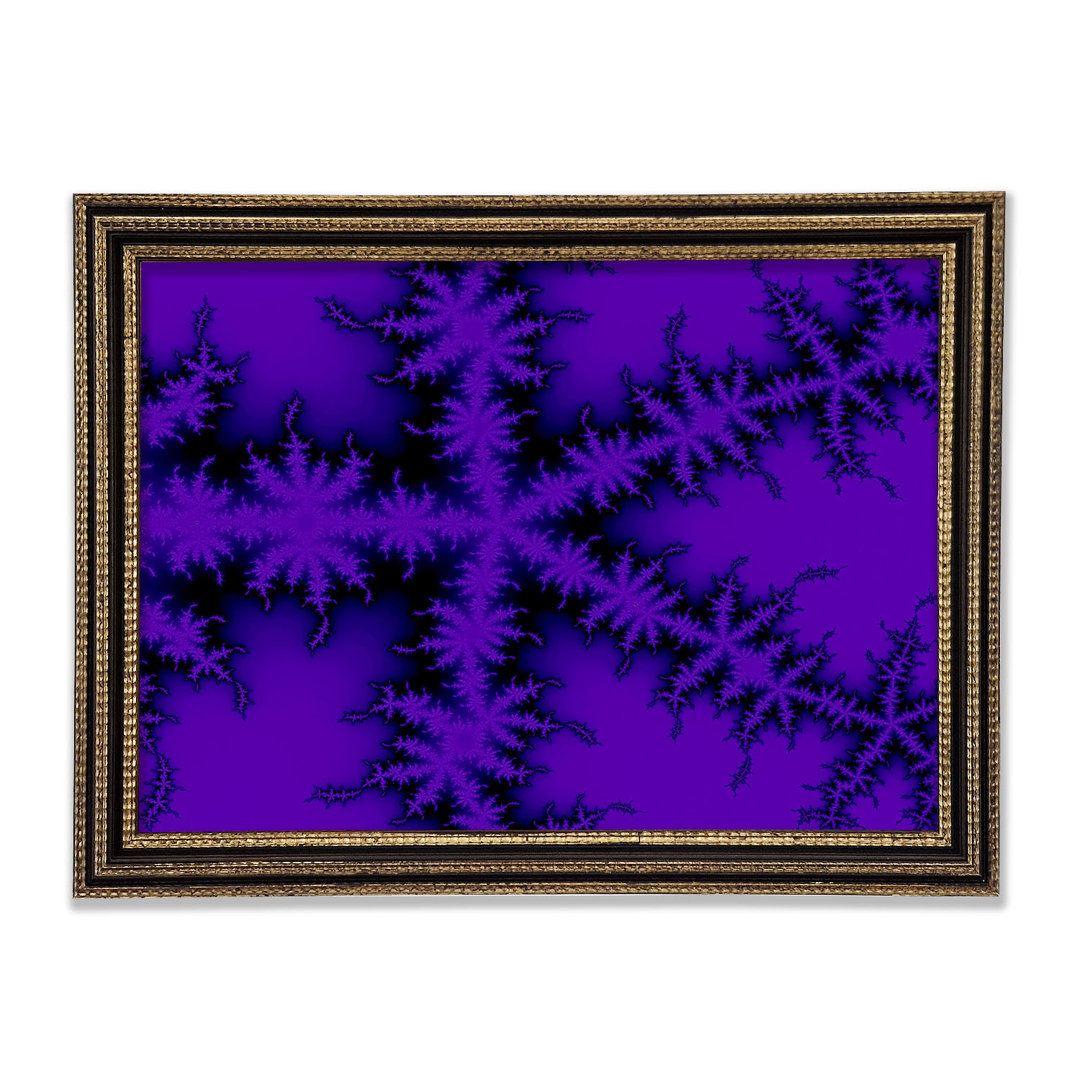 Gerahmtes Leinwandbild Internal Snow Flake Black On Purple