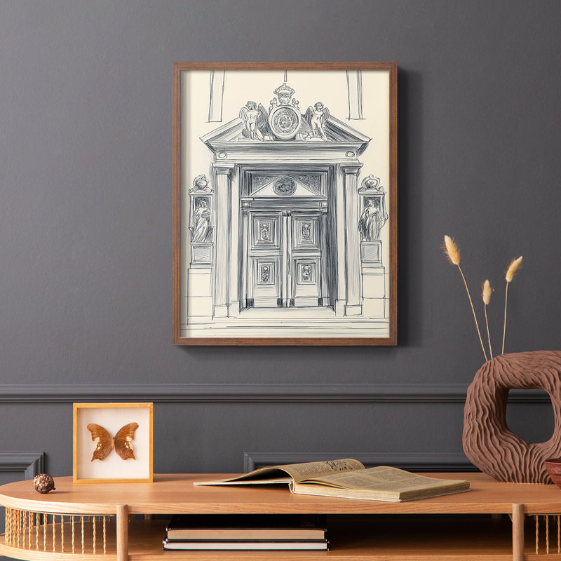 Paysages de la série XLII - reproduction encadrée de qualité supérieure - prête à être accrochée - aucun clou requis, Noyer
