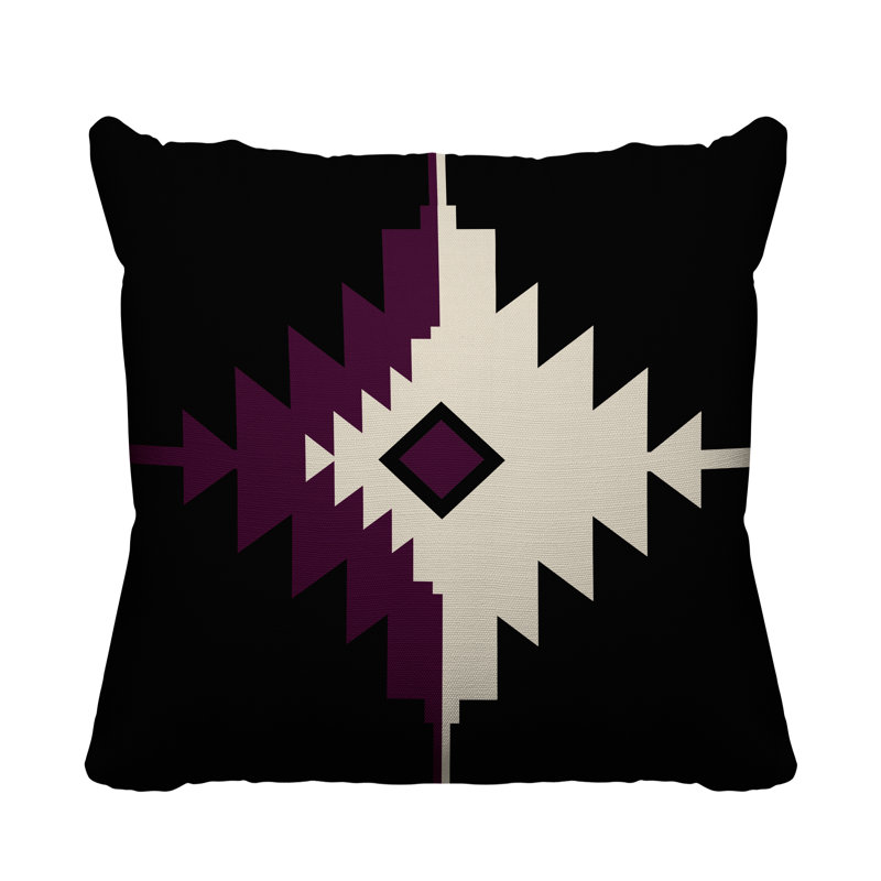 Coussin décoratif intérieur / extérieur Askii Southwestern, L 15 po x H 15 po, Mauve