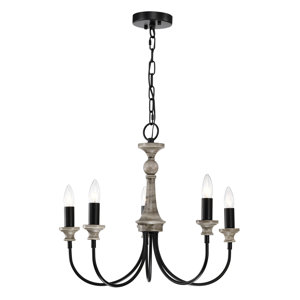 Yura 22 Inch Timeless Candle Chandelier With 5 Light