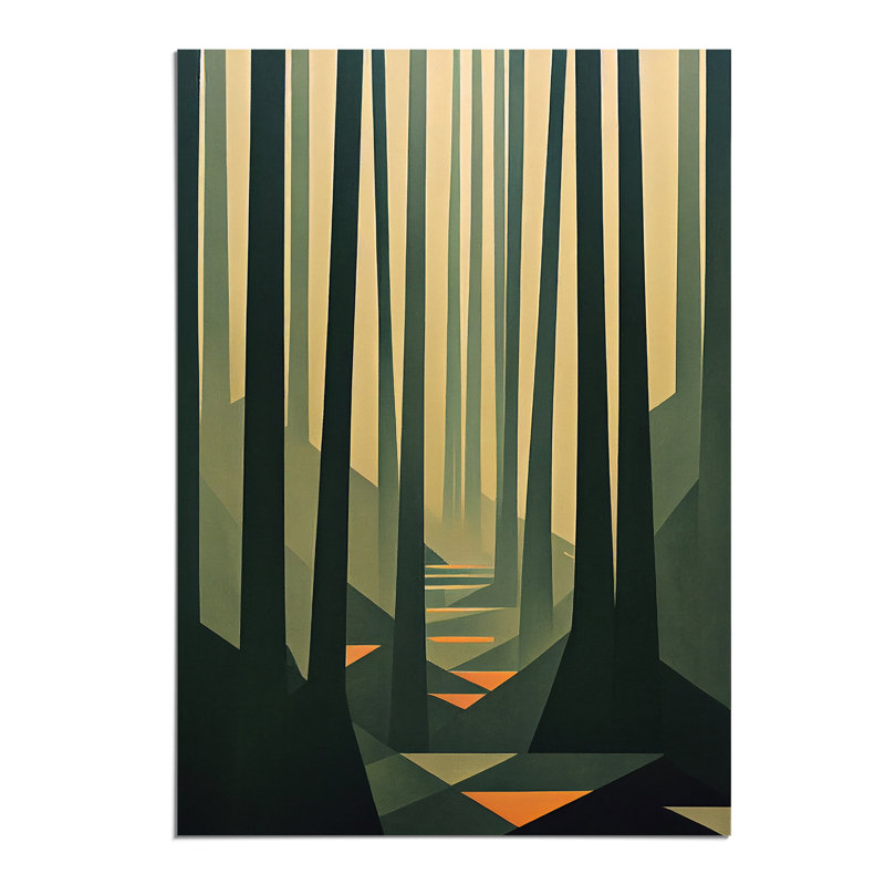 Block Print Forest Abstract No.5 - Wall Art, 29.7cm H x 21cm W, Paper, No Matte