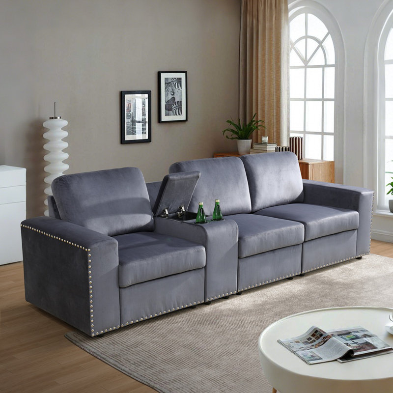 Canapé modulaire moderne en microfibre 4 pièces avec rangement The Versailles