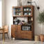 Armoire de cuisine de 47 pouces avec portes vitrées, support pour micro-ondes et buffet