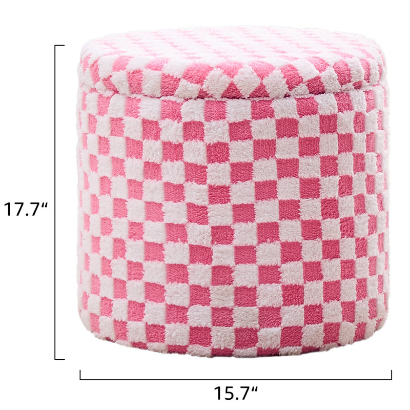 Upholstered Pouf, Pink