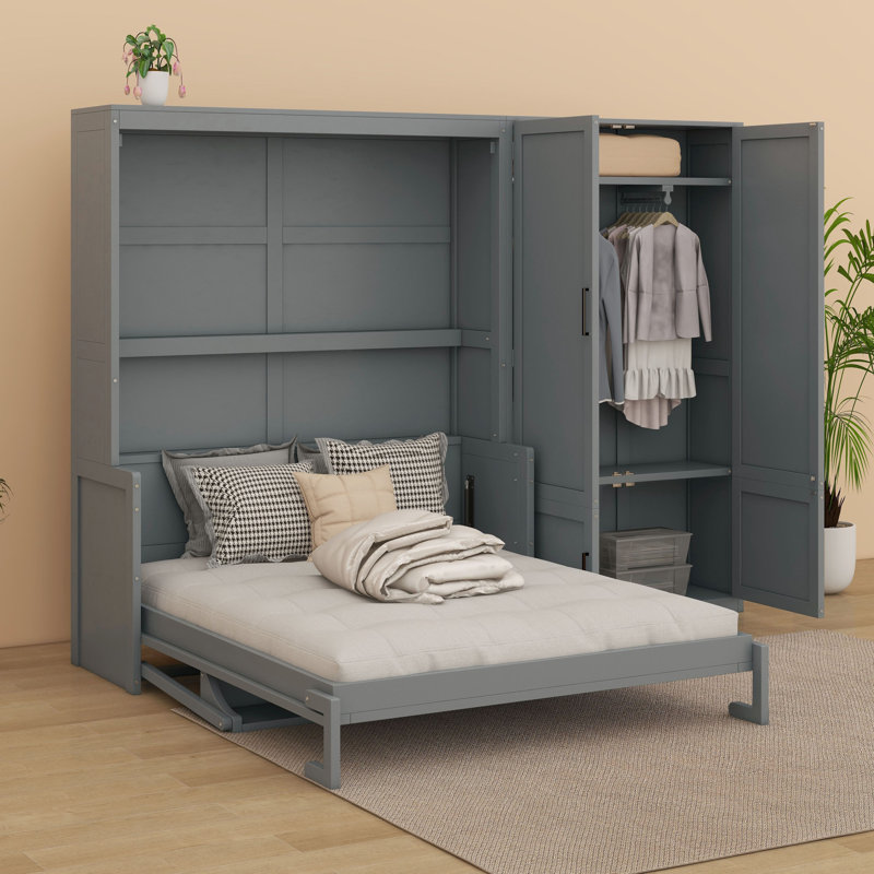 Lit escamotable avec placard Murphy, Gris