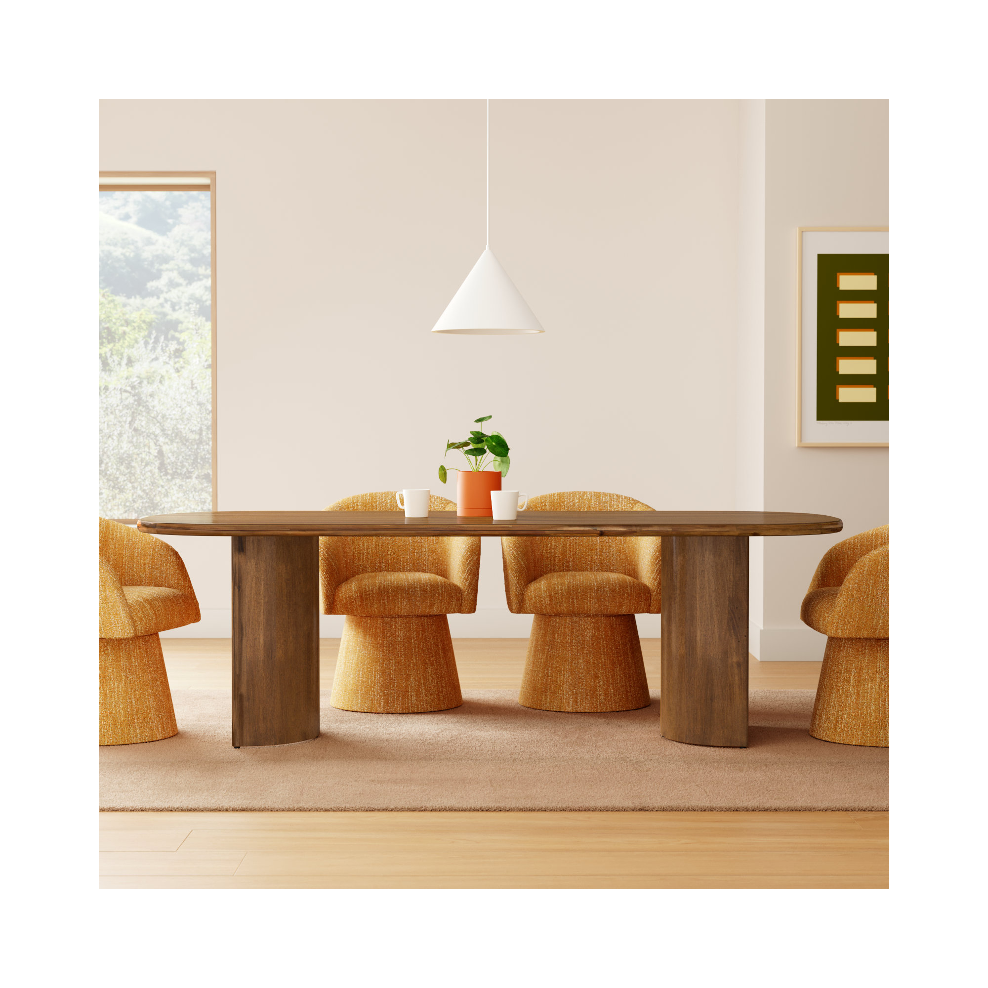 Haiden 94'' Double Pedestal Dining Table, 30" H x 94" W x 42" D, Sandy Acacia