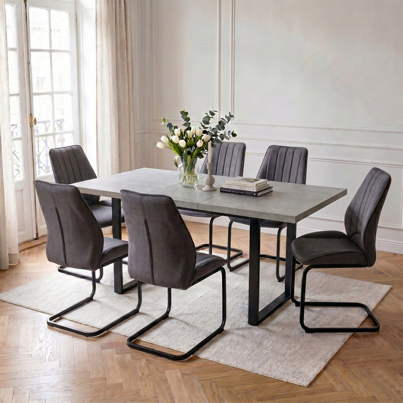 Polyester Blend Upholstered Cantilever Chair in Grey, 6
