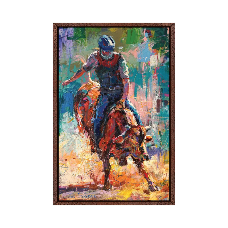 Eight Seconds by Jos Coufreur - Painting on Canvas, Brown Framed, 101.6cm H x 66.04cm W x 3.81cm D