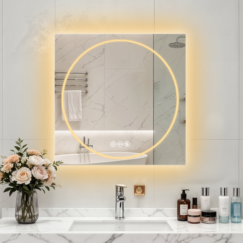 Debroh Wall LED Bathroom Mirror Backlit, 70 cm x 70 cm