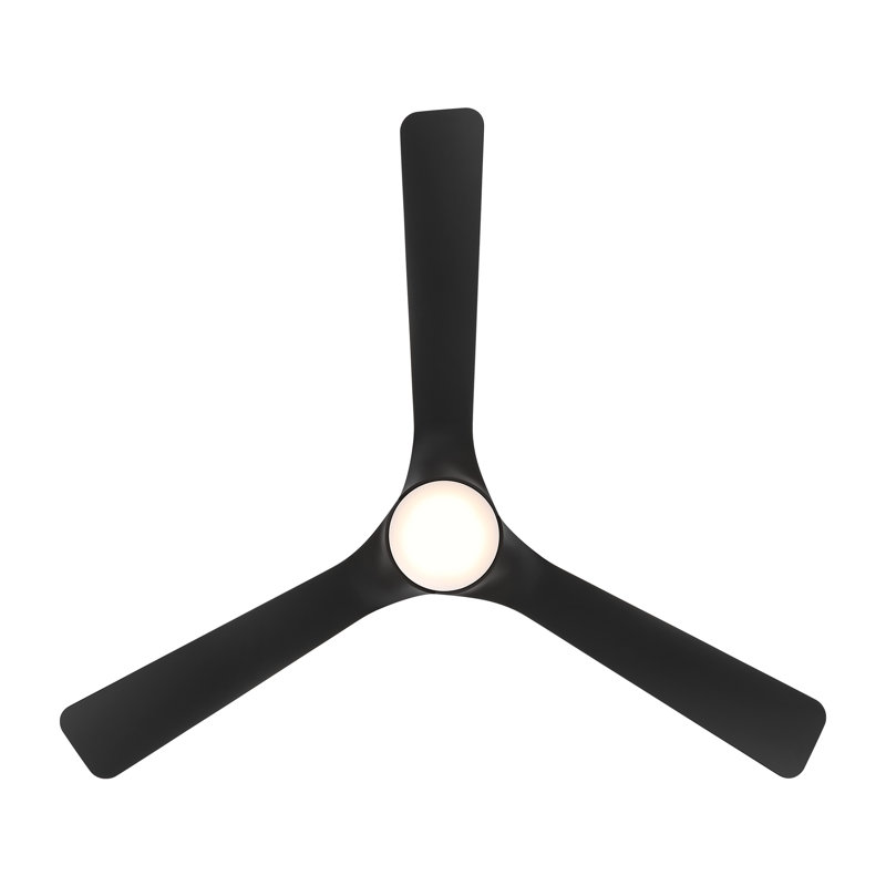 Gage Matte Black 3-Blade LED Smart Ceiling Fan With 2700K-3000K-4000K-5000K Selectable LED Light Kit and Remote Control Included, Works With Alexa and iOS or Android App
