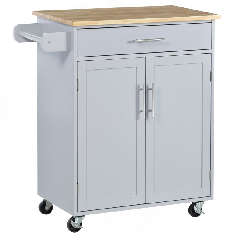 Versatile Rolling Kitchen Island Cart With Practical Drawers And Storage, Gray