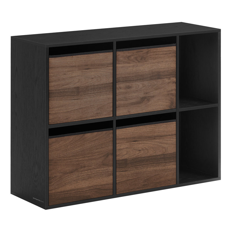 Superfast Toolless Assembly Cube Storage Organizer With 6 Compartments, Black/Brown