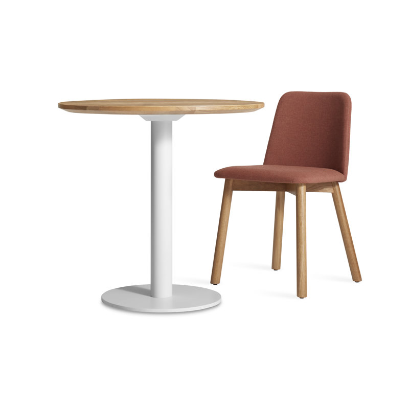 Easy Round Dining Table, 29" H x 30" W x 30" L, White Oak, Matte White