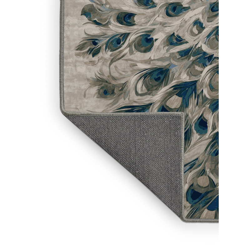 Tapis gris soyeux et moelleux, Rond 7 pi