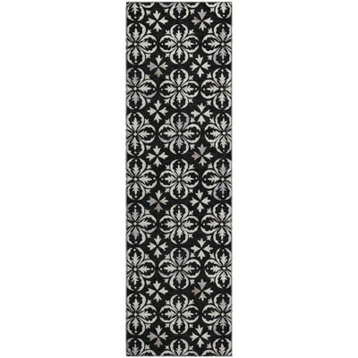 Premium Machine Washable Prisco Black Rug