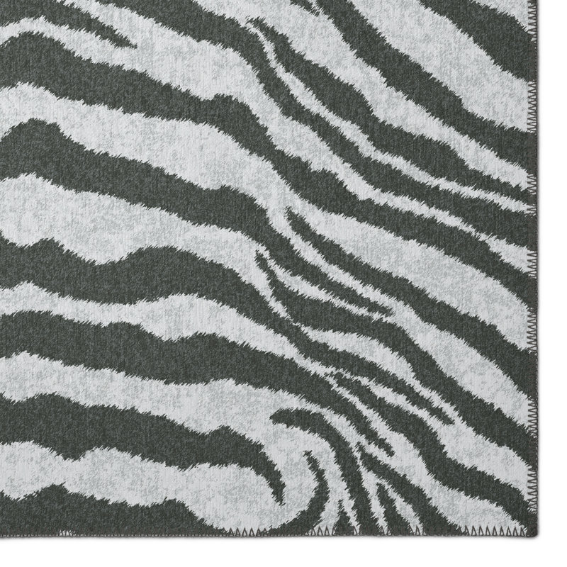 Tapis gris tissé à la machine, Rectangle 3 pi x 5 pi