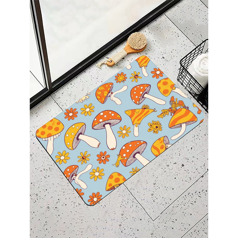 Mignon tapis de bain champignon ， 16 x 24
