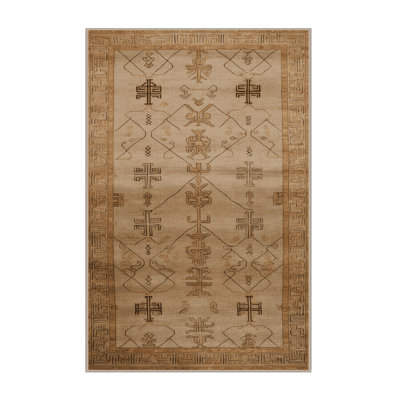 Tapis art déco brun lavable à la machine