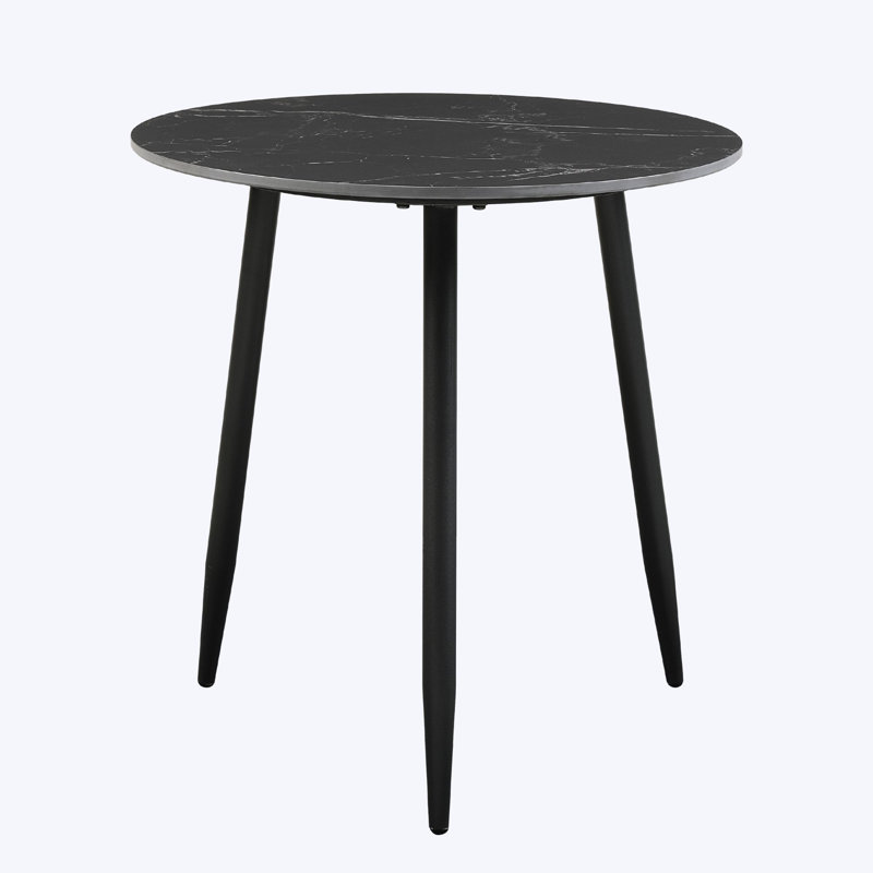 Black Sintered Stone and Metal 3-Piece Nesting Table Set