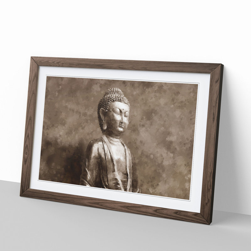 Buddha Statue Vol.3 - Picture Frame Painting, 48cm H x 65cm W x 2cm D, Walnut