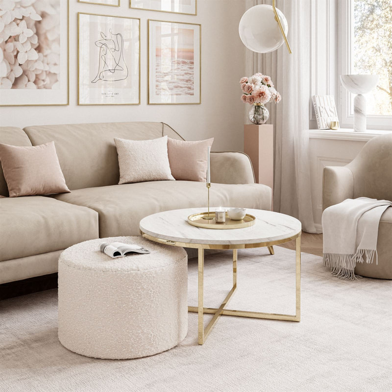 Kaulton Coffee Table, Marble colours, Gold chrome/Marble Levanto/Beige