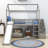 Twin Size Wooden House Loft Bed With Slide And Storage-1385278505
