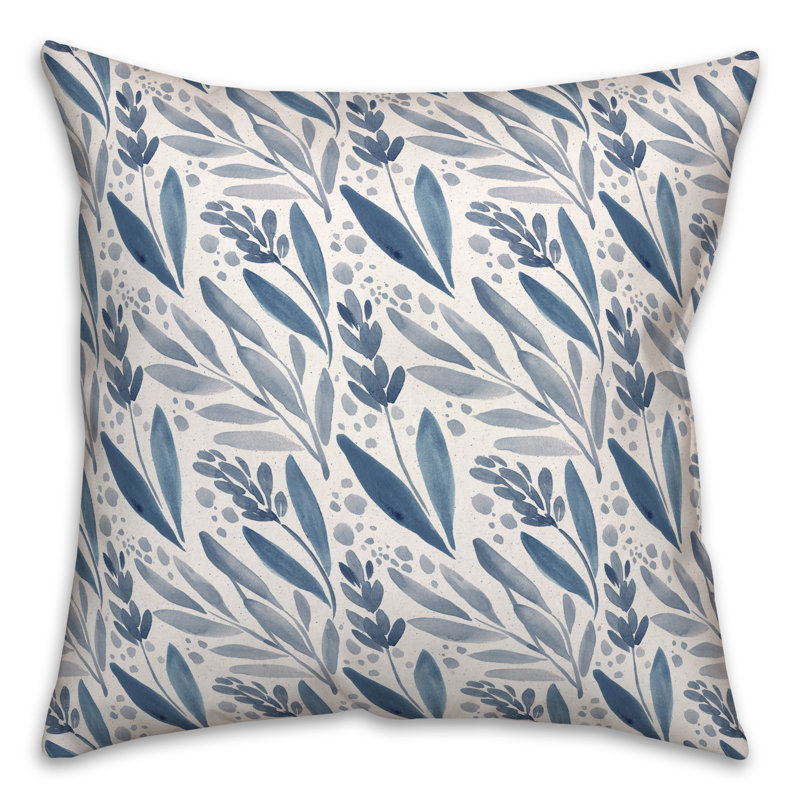 Floral Outdoor Reversible Throw Pillow, Blue