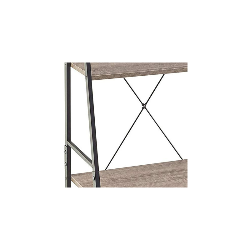 Tall 4 Level Living Room Steel Frame Ladder Bookcase and Office Display Shelf 60cm, Grey