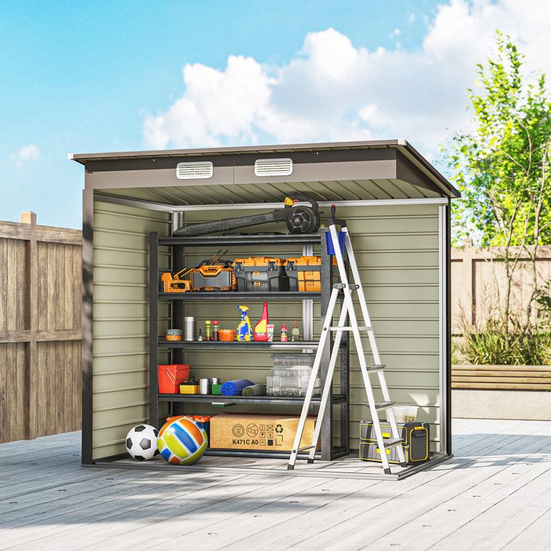 Outsunny 6 x 4FT Garden Shed Easy to Assemble Lockable Door Light Grey