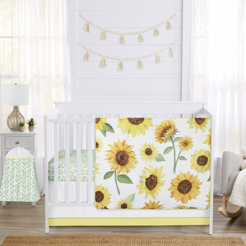 Ensemble de literie pour lit de bébé 4 pièces tournesol