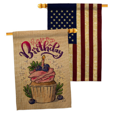 Double Sided 40'' H x 28'' W Polyester Birthday House Flag