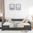 Upholstered Tufted Daybed With Drawers, Copper Nail Decoration And Waved Shape Arms-832098979
