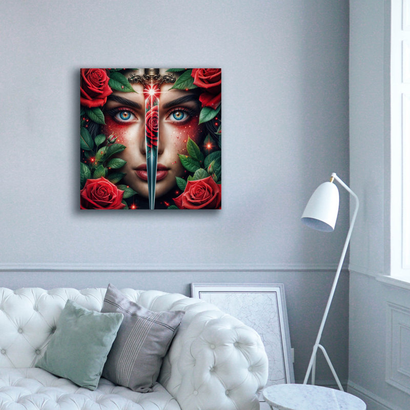  «Dagger And Roses» par Rey Klimt, art mural sur toile, 37 po x 37 po, H 37 po x l 37 po