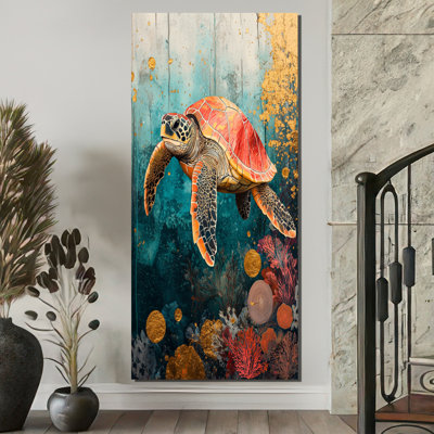 Colwart Aquarium Colorful With Turtle Above A Coral I - Turtle Wall Art