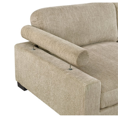 Contemporary Brown 3-Piece Modular Sectional with Chaise Comfortable Pillows Plush Microfiber Upholstery Solid Wood Living Room Furniture