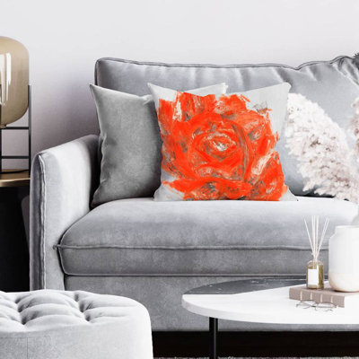 Abstract red flower - 16"x16" Throw pillow cover - Poly twill - Print on demand
