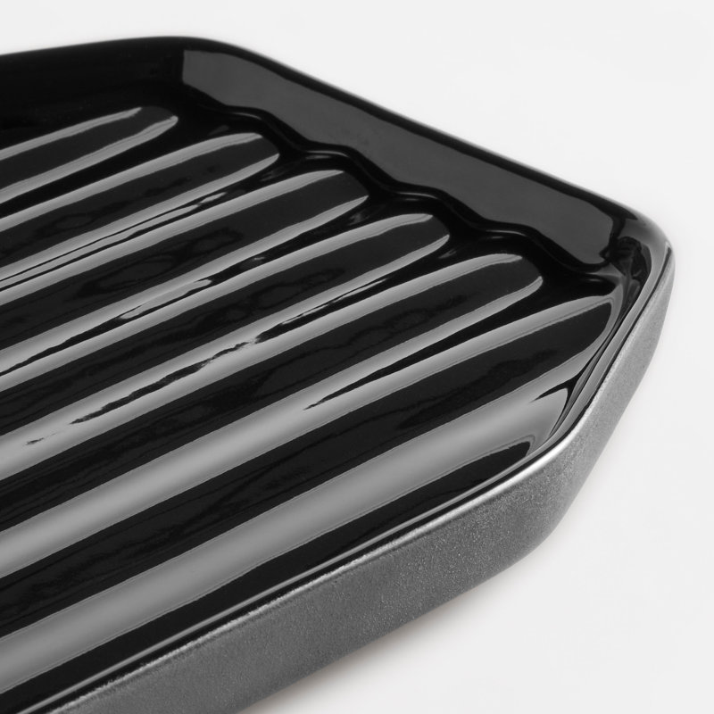 Vice Versa Ceramic Decorative Tray, 1" H x 11" W x 8" D, Black