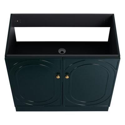 Meuble-lavabo 36 po - foncé, luxueux avec portes d'armoire à fermeture en douceur moderne et ignifuge
