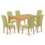 L'ensemble de mobilier de salle à manger 5 pièces comprend une table de salle à manger rectangulaire et 4 chaises rembourrées en tissu Limelight, en chêne-2077066033-2143611062-2077066032